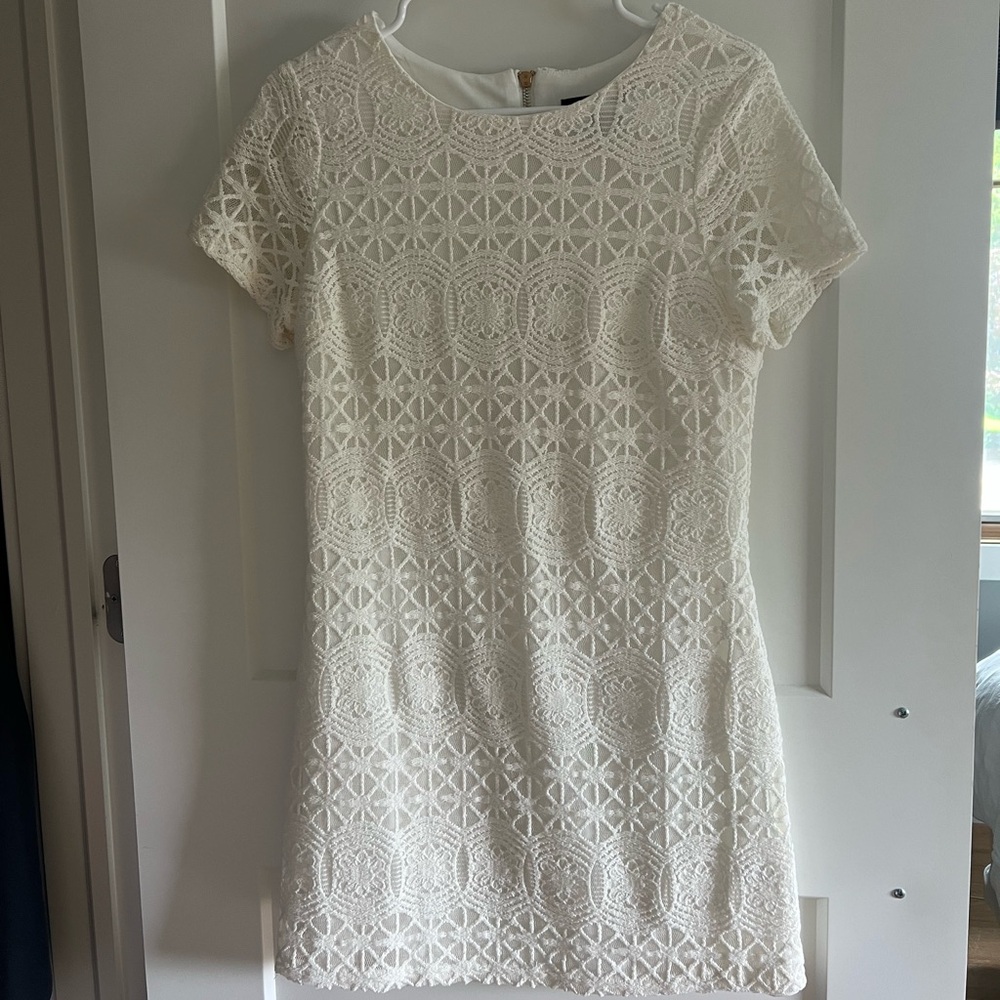 Lulu's White Sheath Mini Dress with Crew Neck